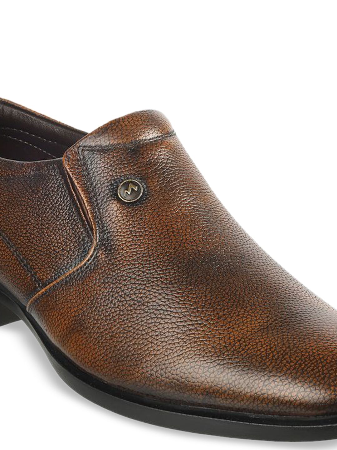 Metro Men Textured Leather Formal Slip-On Shoes