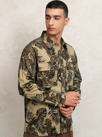 HIGHLANDER Men Tropical Printed Oversized Shirt With Flap Pockets