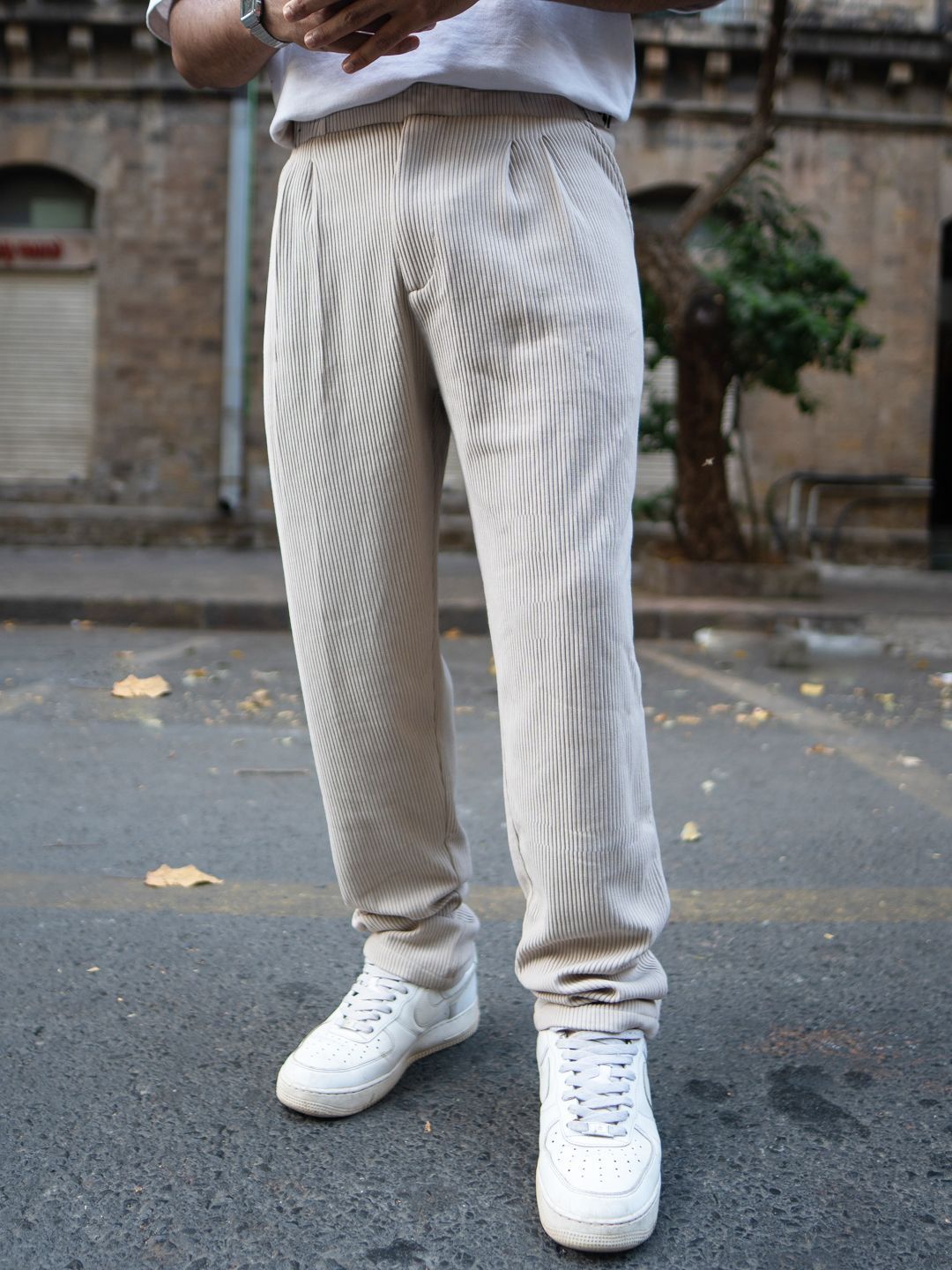 Powerlook Men Striped Regular Fit Corduroy Pant