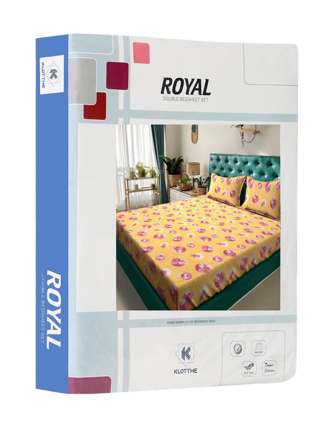 KLOTTHE Book Fold Yellow Conversational Pure Cotton Soft Feel 400 TC King Fine Bedsheet