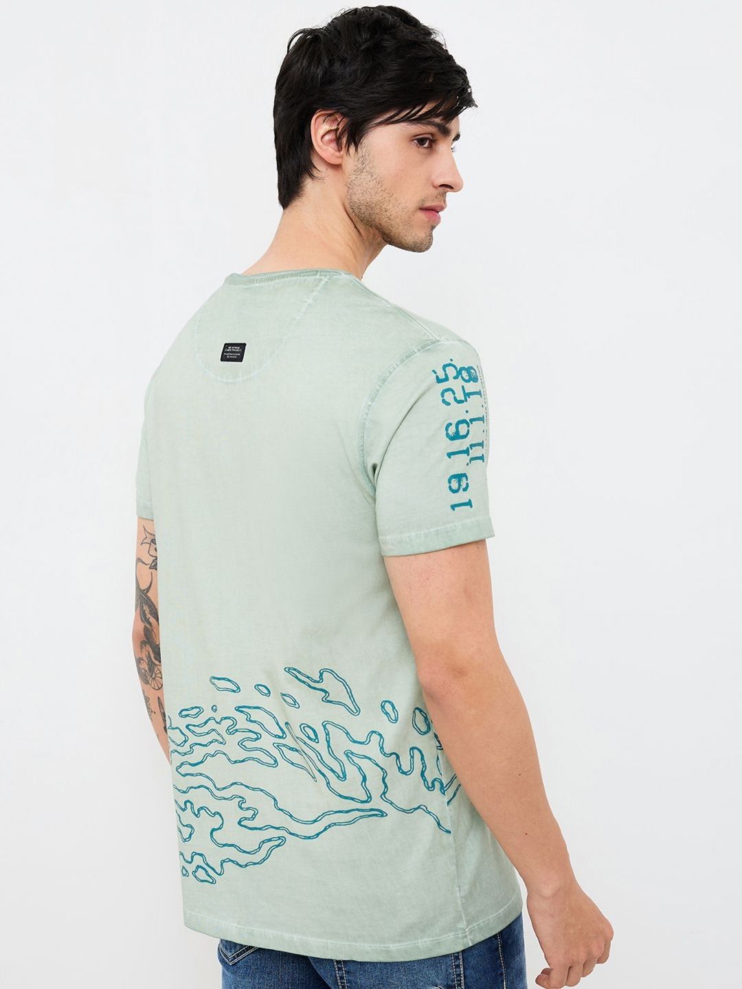 SPYKAR Men Typography Printed Round Neck Cotton Slim Fit T-shirt