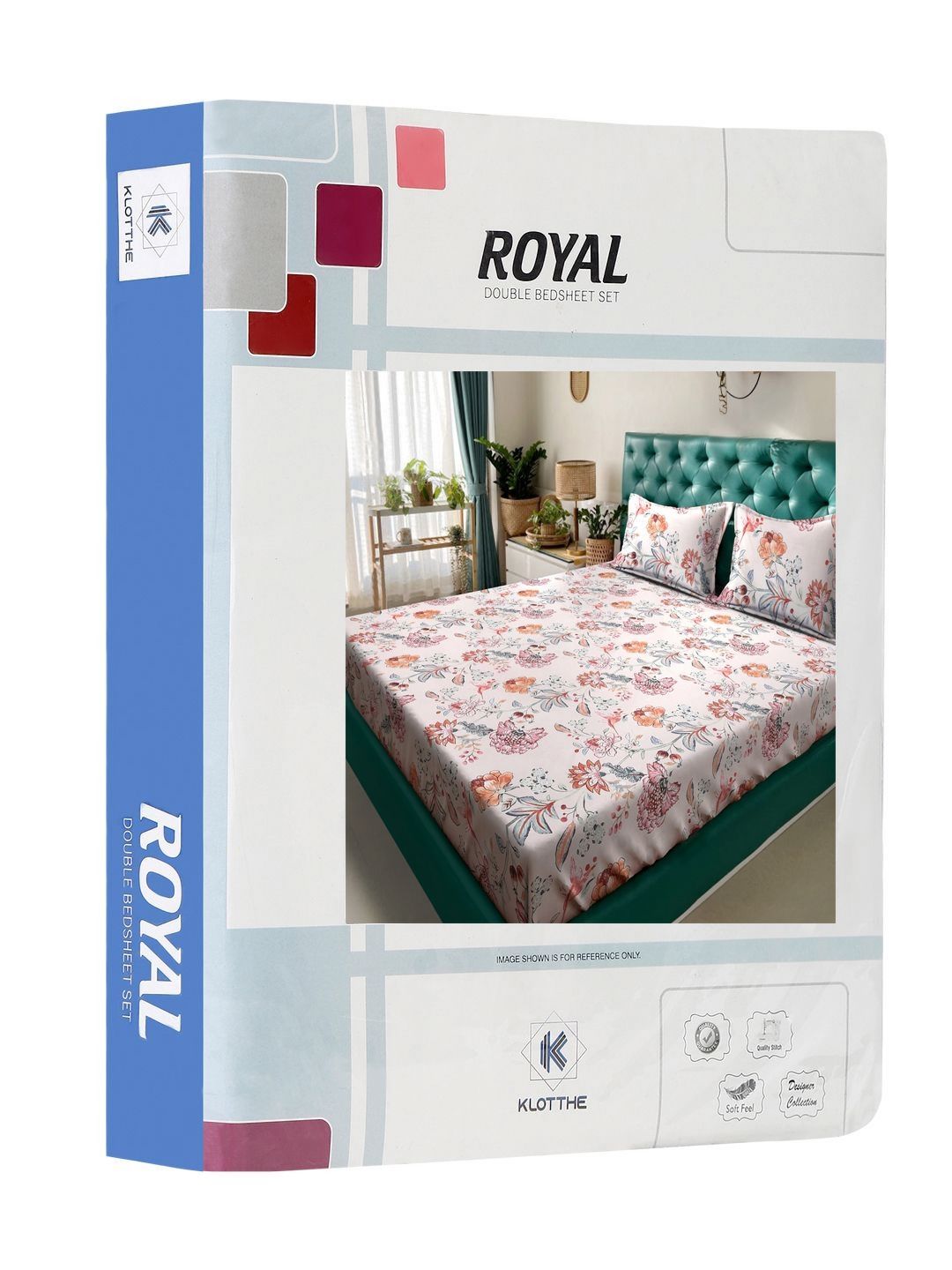 KLOTTHE Pink Floral Cotton 300 TC King Cadar Halus dengan 2 Sarung Bantal-98 x 89 inci