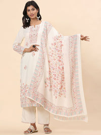 Mamicha Women Floral Printed Regular Pure Cotton Kurta with Trousers & With Dupatta