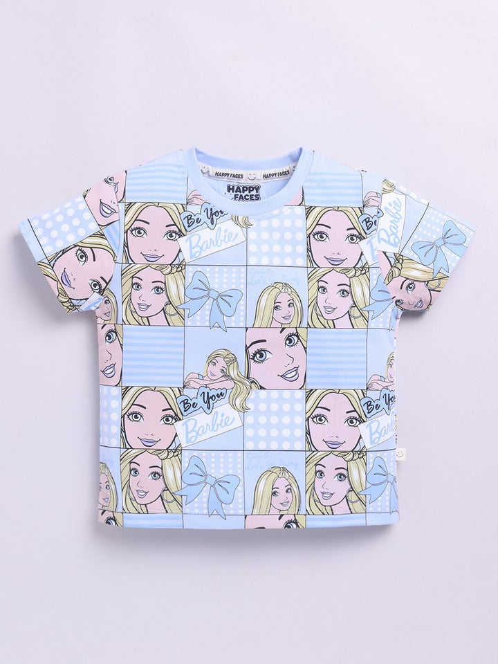 Happy Faces Girls Barbie Printed Pure Cotton T-shirt