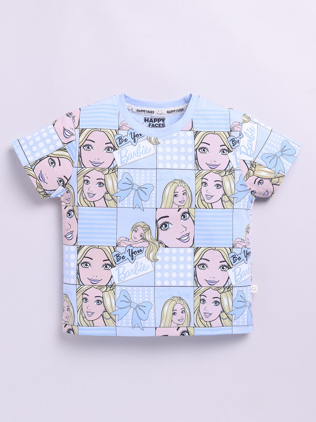 Happy Faces Girls Barbie Printed Pure Cotton T-shirt