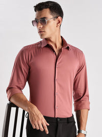 ADRO Men Slim Fit Solid Satin Casual Shirt