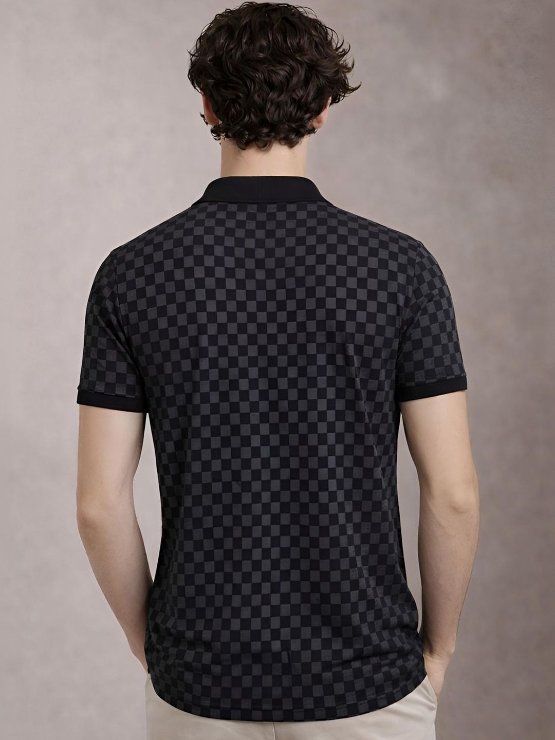 Baju-T Kolar Polo Berpetak ADRO Lelaki