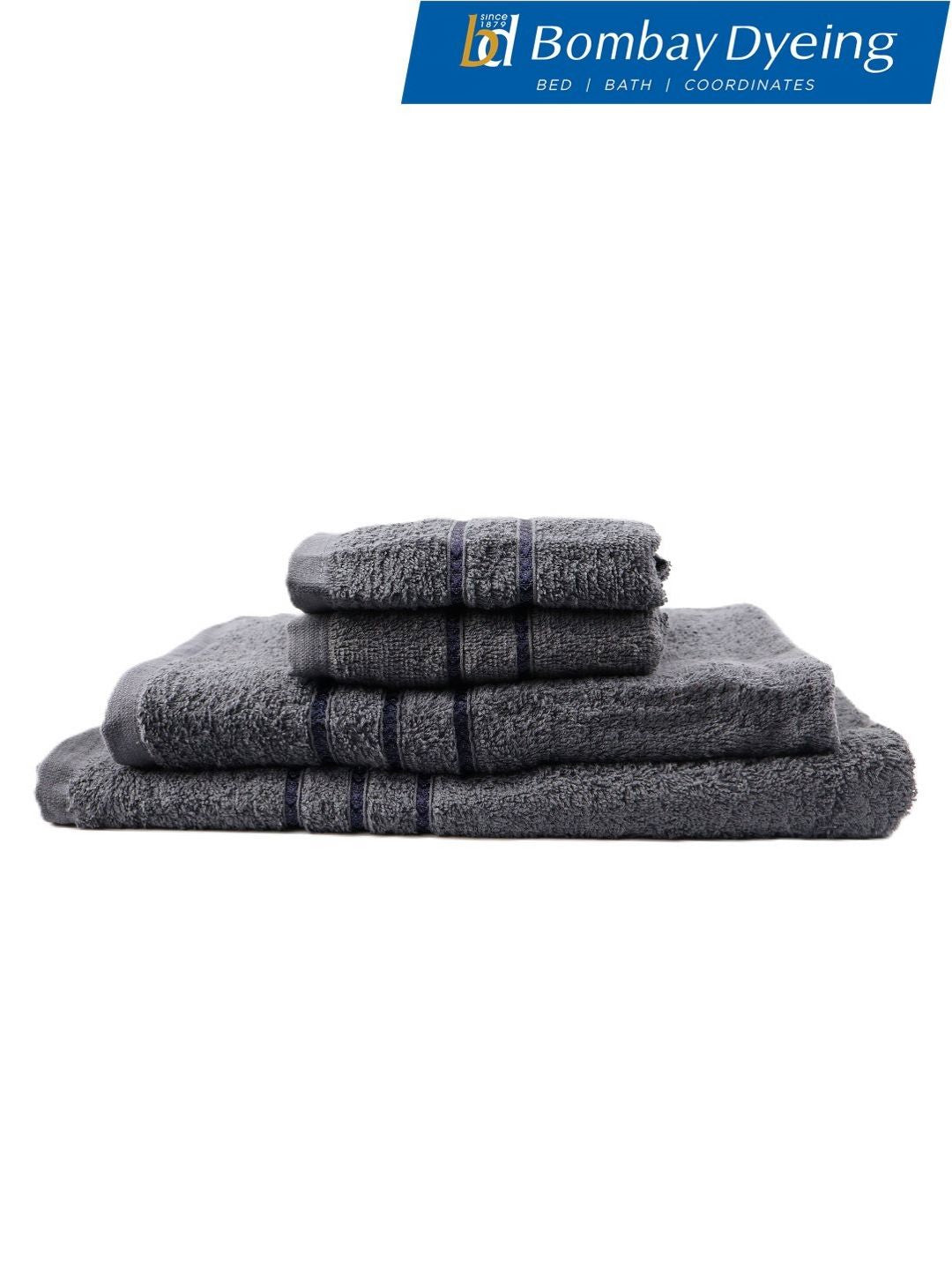 BOMBAY DYEING Grey 4 Piece Cotton 400 GSM Towel Set