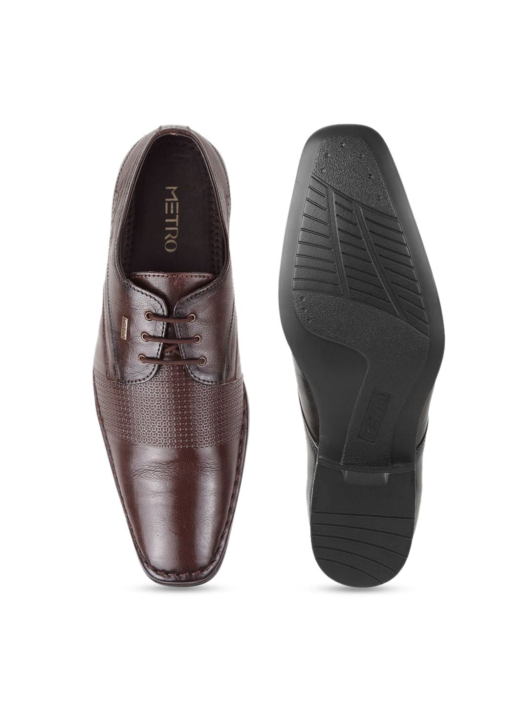 Metro Men Textured Leather Formal Derbys