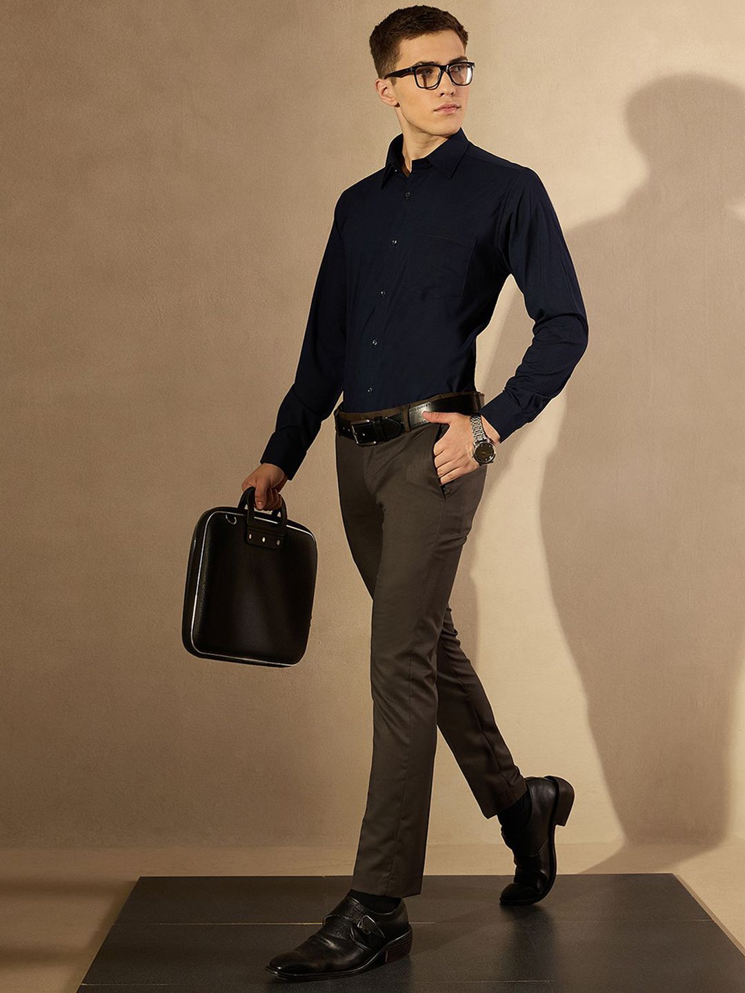 DENNISON Men Smart Tapered Fit Easy Wash Trousers