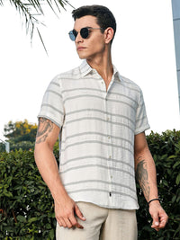 Thomas Scott Men Premium Slim Fit Striped Casual Shirt