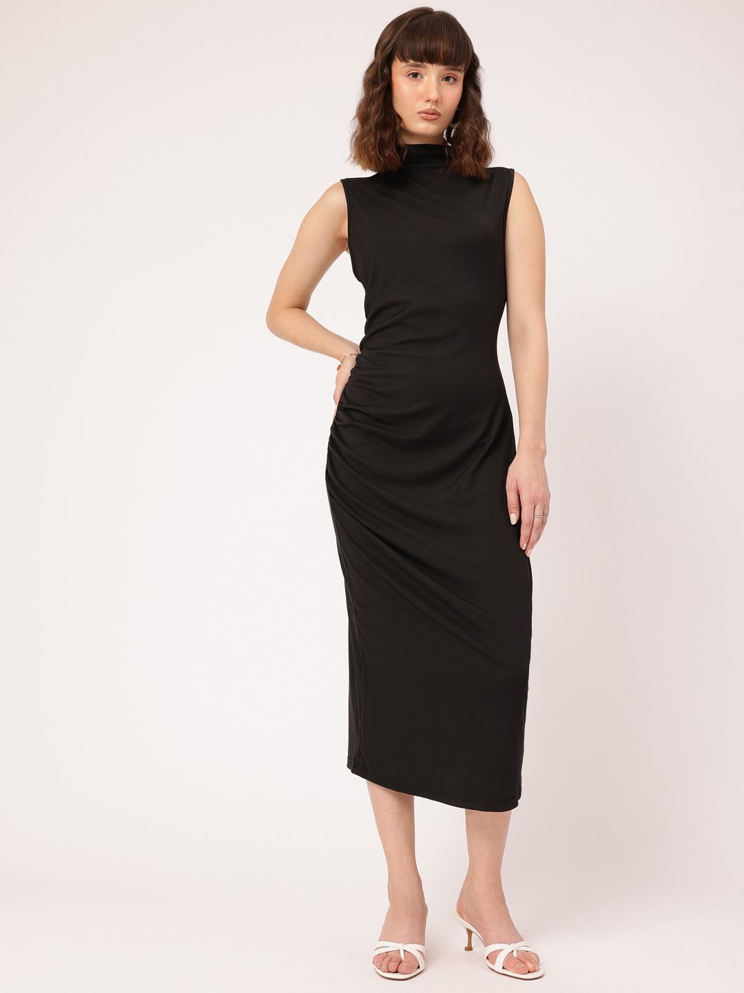 DressBerry Sweet & Sassy Sleeveless Ruched Bodycon Midi Dress