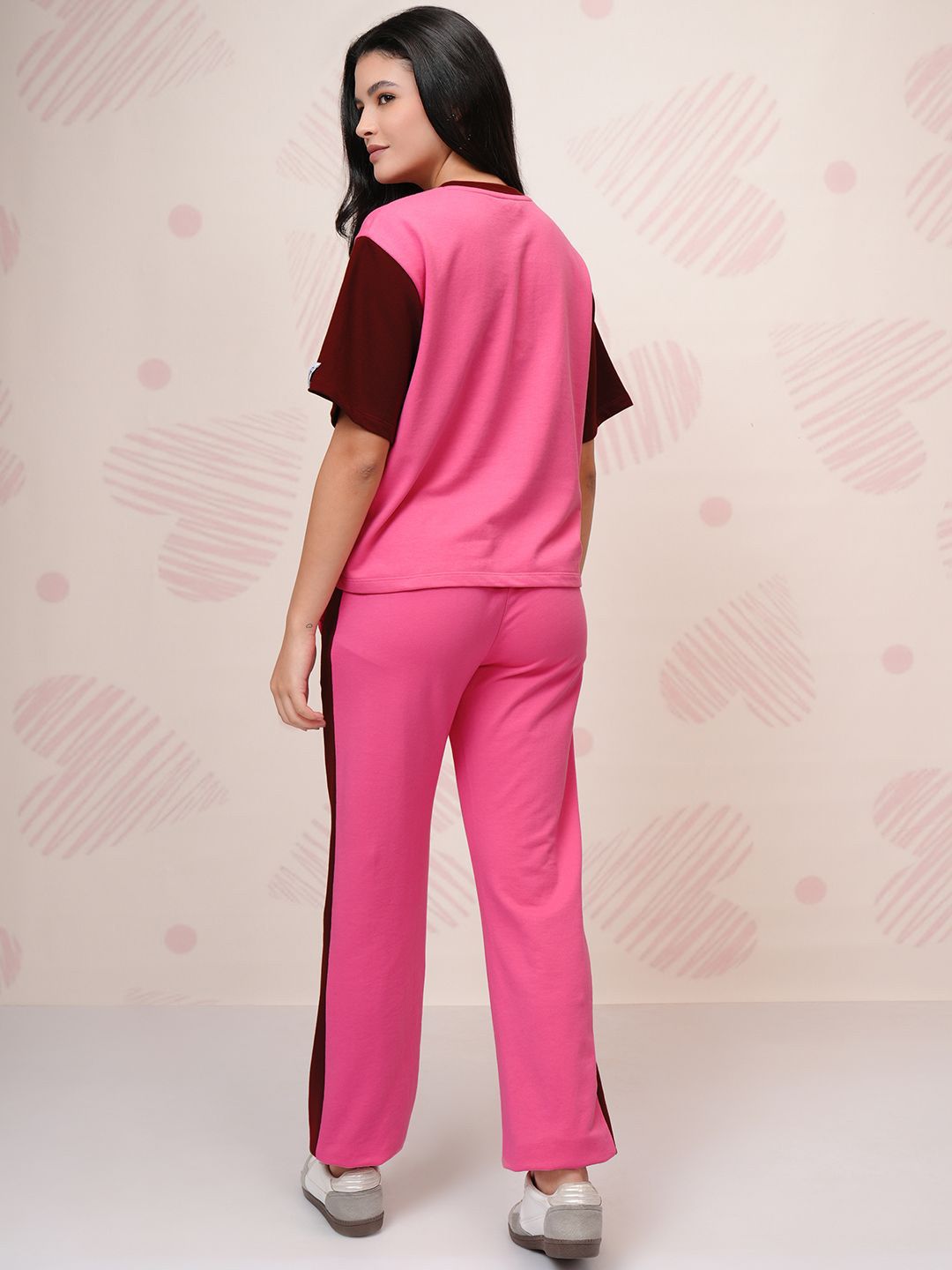 Tokyo Talkies Pink Disney Mickey Mouse Printed Round Neck Pure Cotton T Shirt & Trouser
