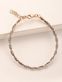 PANASH 925 Sterling Silver Rose Gold & Rhodium-Plated Twisted Chain Bracelet
