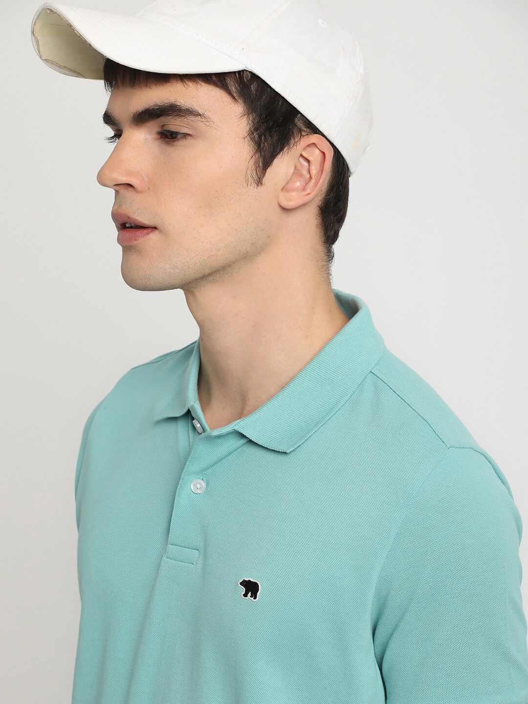 THE BEAR HOUSE Polo Collar Slim Fit Pure Cotton T-shirt