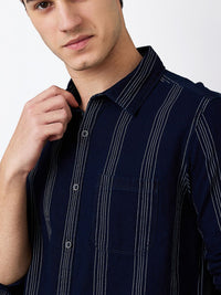 SPYKAR Men Spread Collar Vertical Striped Cotton Casual Shirt