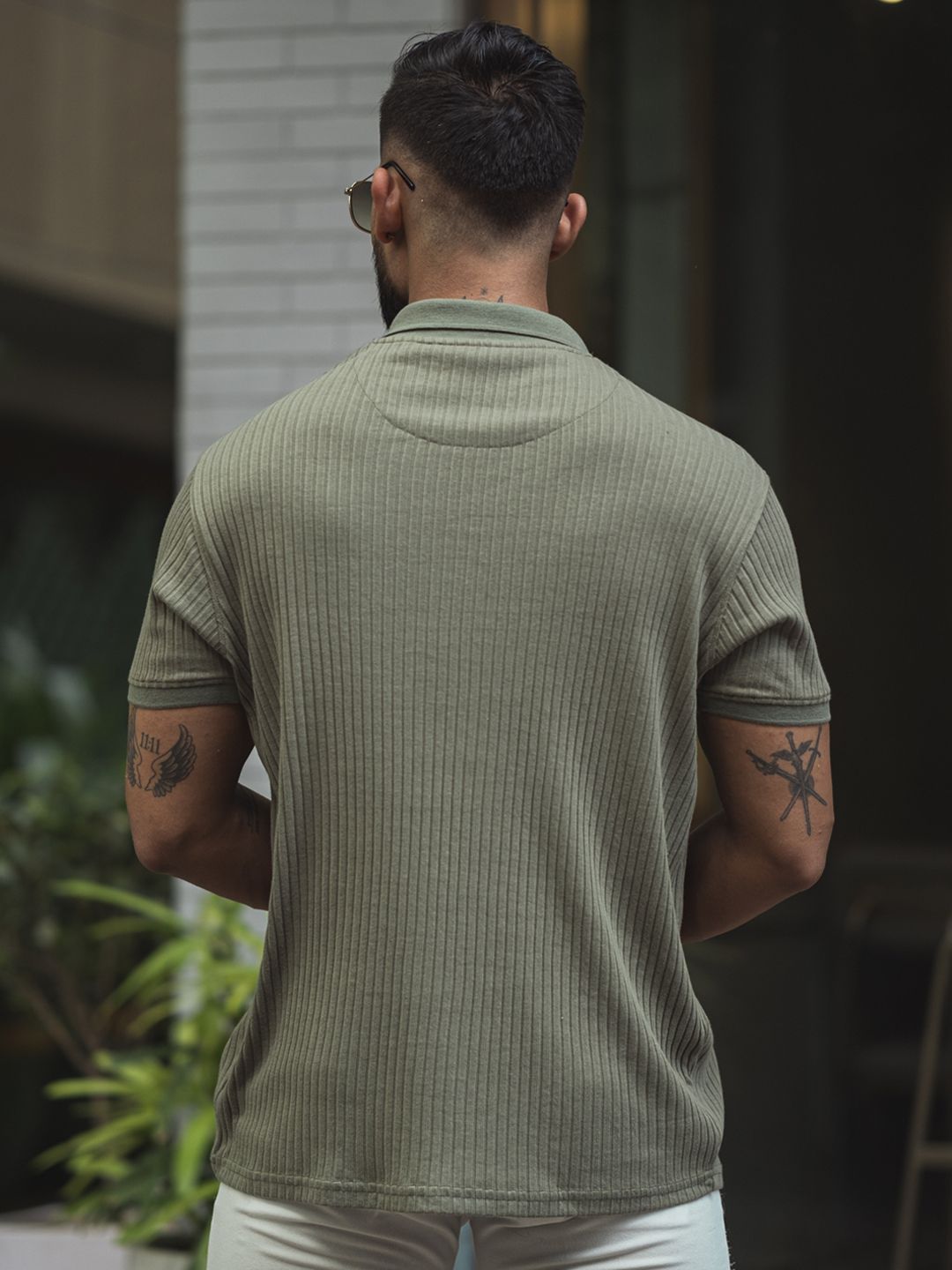 Powerlook Men Self Design Polo Collar Cotton T-shirt
