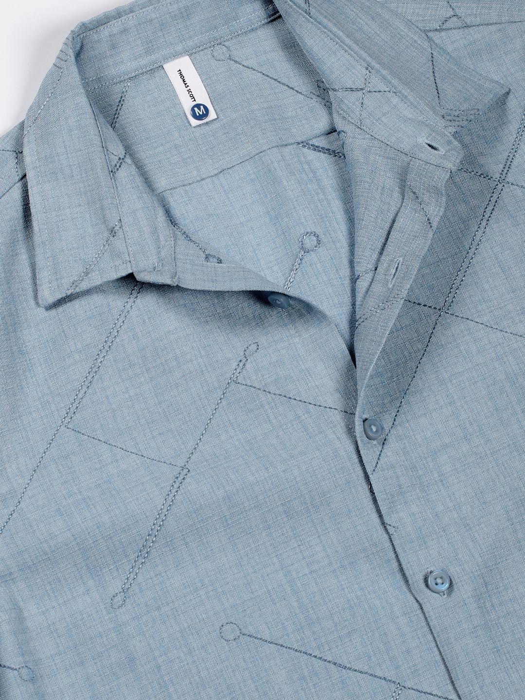 Thomas Scott Men Premium Spread Collar Checked Slim Fit Casual Shirt