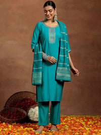 Gerua By Libas Floral Embroidered Straight Kurta with Trousers & With Dupatta