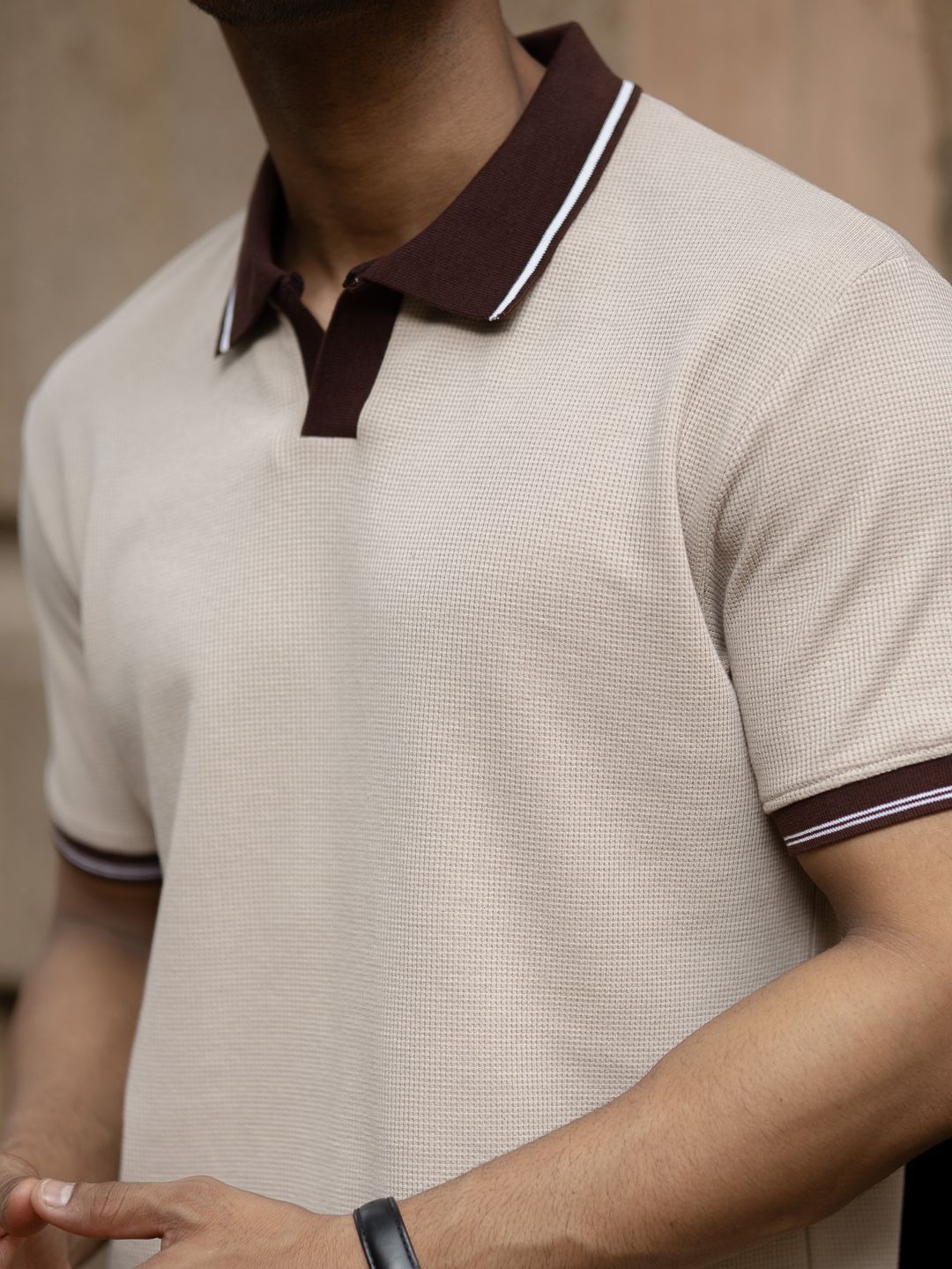 Powerlook Men Contrast Polo Collar T-shirt