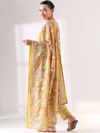 Mamicha Women Floral Printed Regular Thread Work Kurta with Trousers & With Dupatta