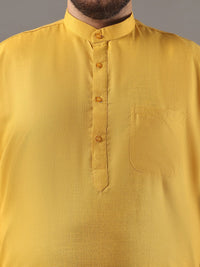 SOJANYA PLUS Plus Size Men Band Collar Pure Cotton Straight Kurta With Pyjamas