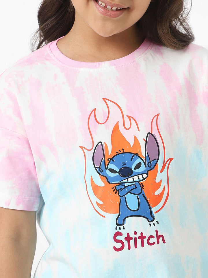 NautiNati Girls Disney Stitch Summer Tie-Dye T-Shirt