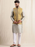 Anouk Men Floral Woven Design Kurta with Pyjamas & Nehru Jacket
