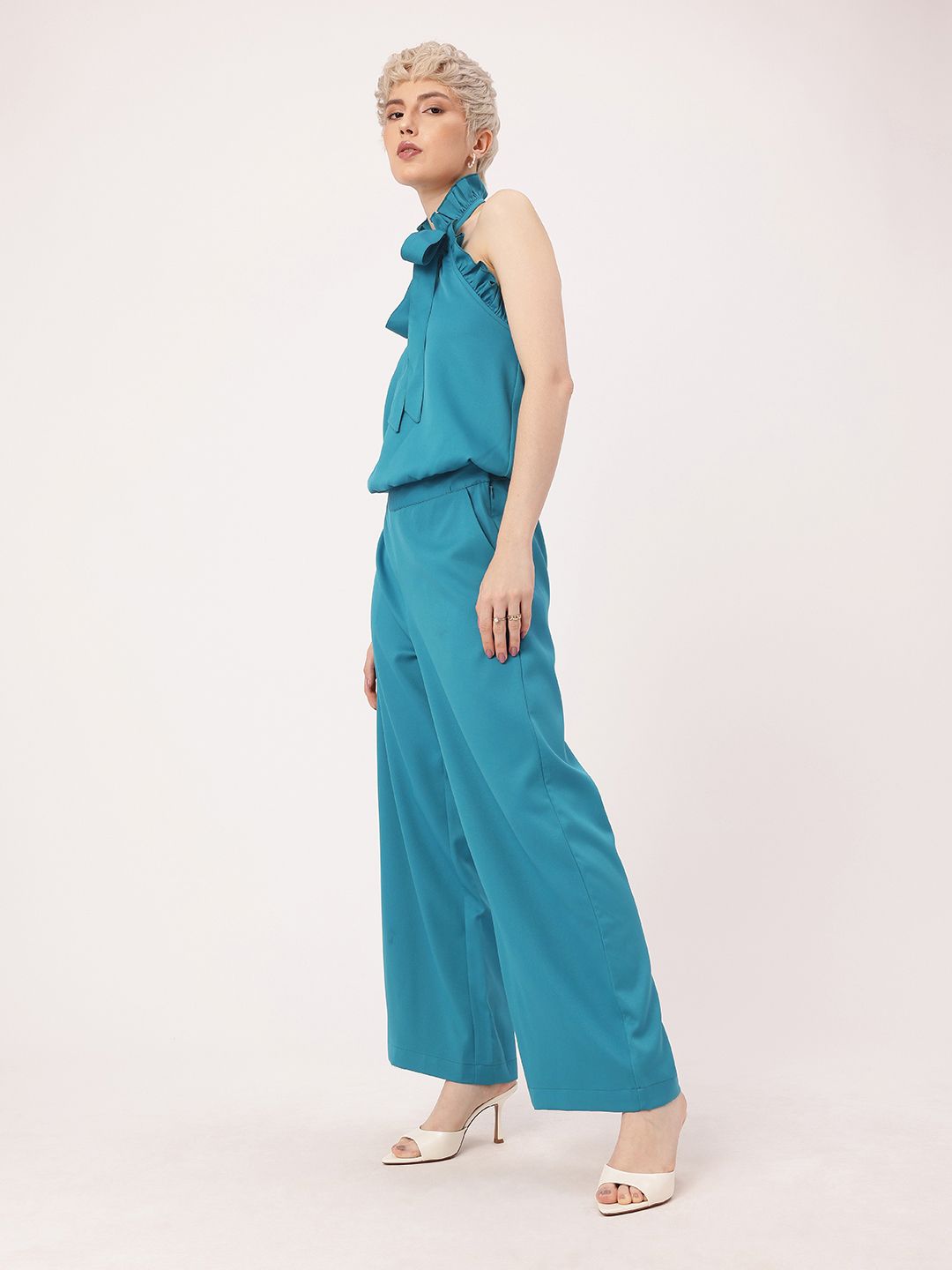 DressBerry Endearing Beauty Halter Neck Ruffle Top & Trousers Co-Ords
