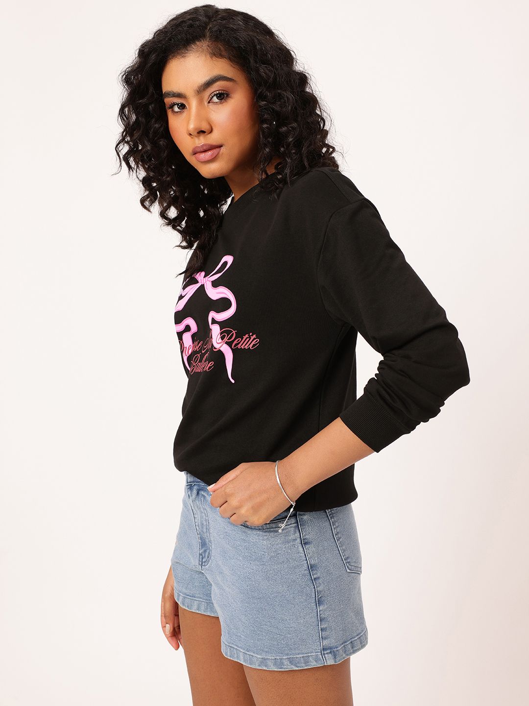 DressBerry Graphic Printed Cotton Terry Sweatshirt