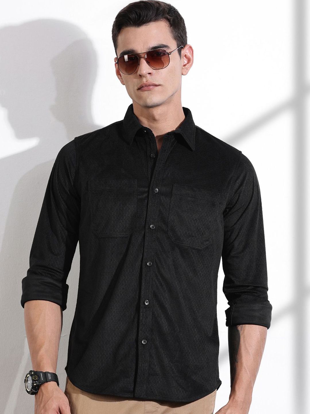 Thomas Scott Men Classic Slim Fit Opaque Casual Shirt