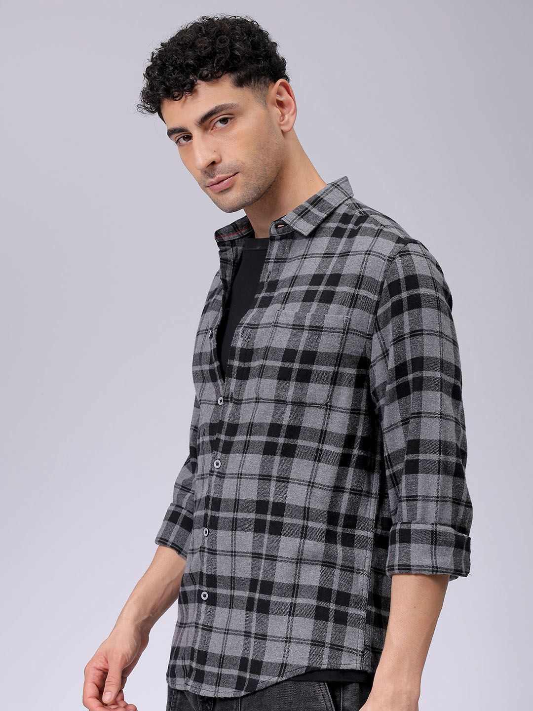 The Indian Garage Co Men Slim Fit Opaque Checked Casual Shirt