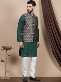 Anouk Embroidered Regular Sequinned Pure Cotton Straight Kurta With Churidar