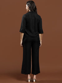Athena Floral Embellished Patchwork Linen Shirt & Trousers