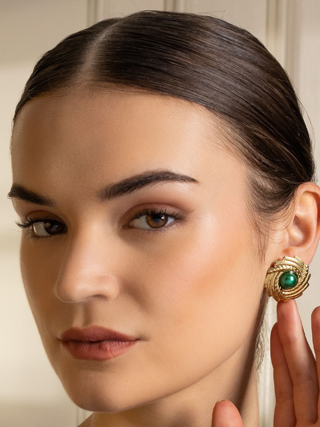 VOGUE PANASH Stainless Steel 18K Gold-Plated Circular Shape Studs