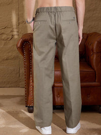 DENNISON Striped Korean Double Pleated Baggy Fit Trouser