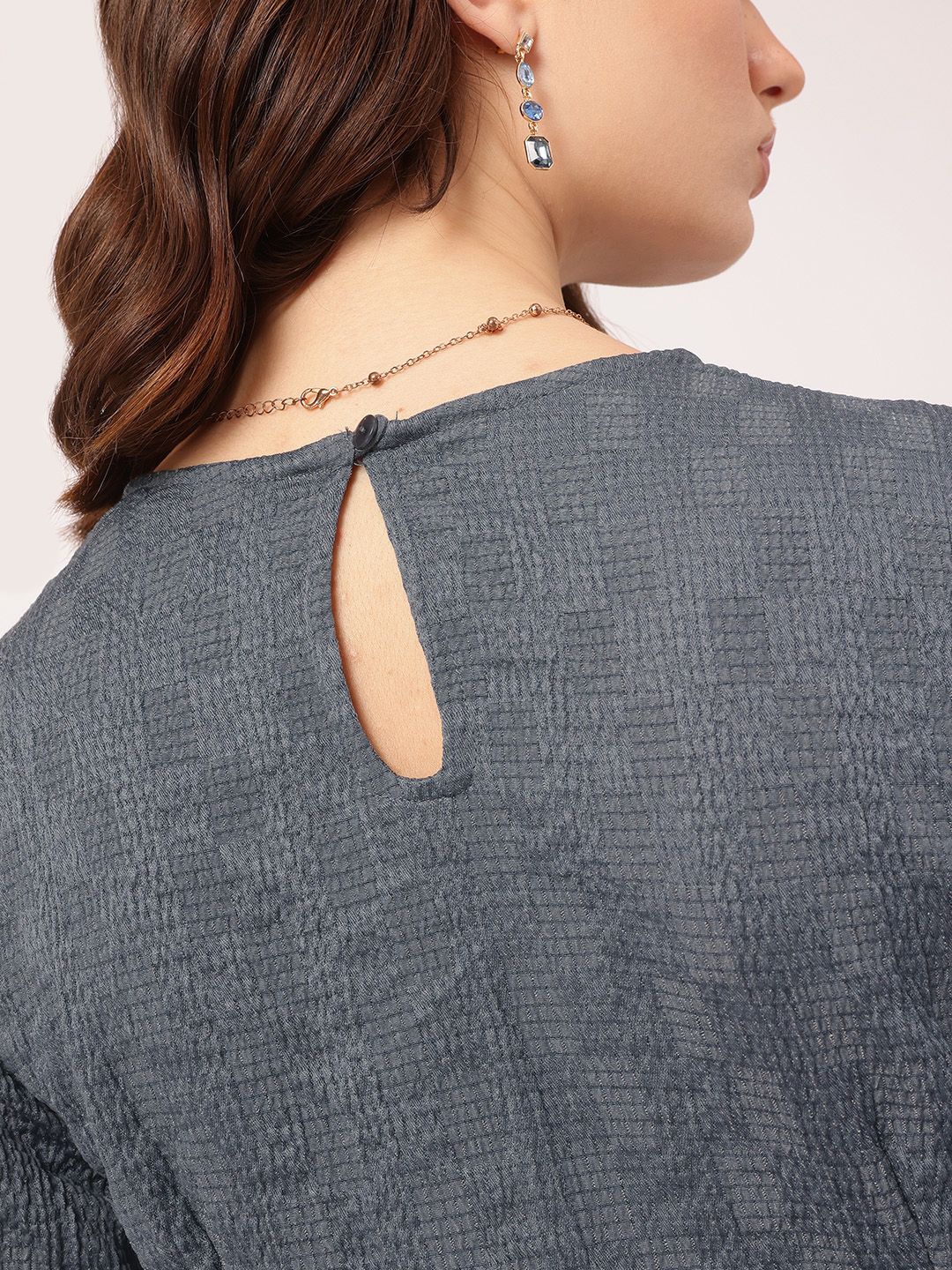DressBerry Soft Serve Textured Twisted Mini A-line Dress