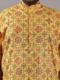 SOJANYA PLUS Saiz Motif Etnik Bercetak Kolar Jalur Kapas Linen Kurta Lurus