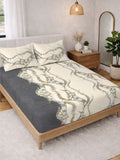 Myntra Elegant Homes Cream-Coloured 300 TC King Double Bedsheet with 2 Pillow Covers