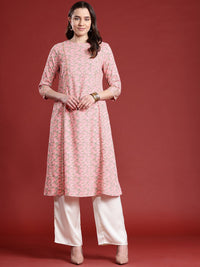 Anouk Floral Printed Back Tie-Up Embellish Detail Kurta