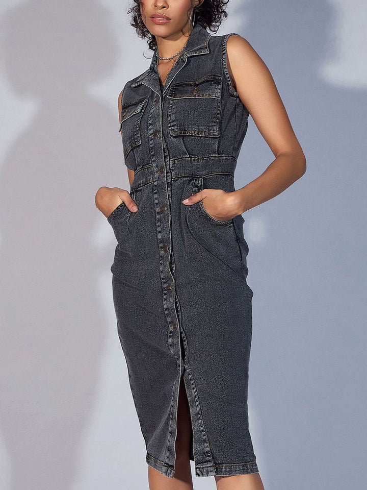 Pakaian baju tanpa lengan sassafras denim