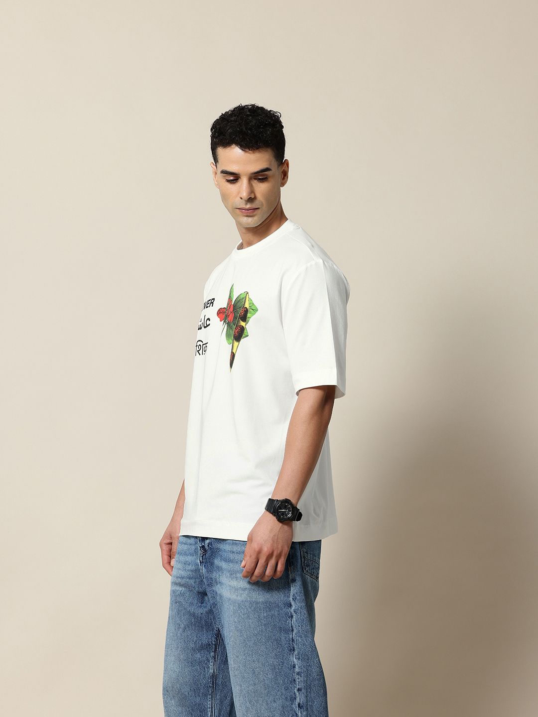 Mr Bowerbird Drop-Shoulder Sleeves Ashiq Print Oversized T-shirt
