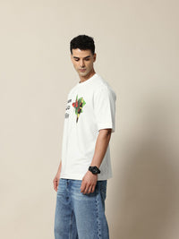 Mr Bowerbird Drop-Shoulder Sleeves Ashiq Print Oversized T-shirt