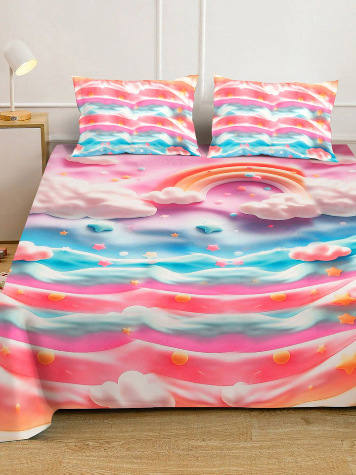 Myntra Elegant Homes Multicoloured Conversational 400 TC King Bedsheet with 2 Pillow Covers