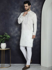 Jompers Geometric Embroidered Regular Mirror Work Kurta With Pyjamas