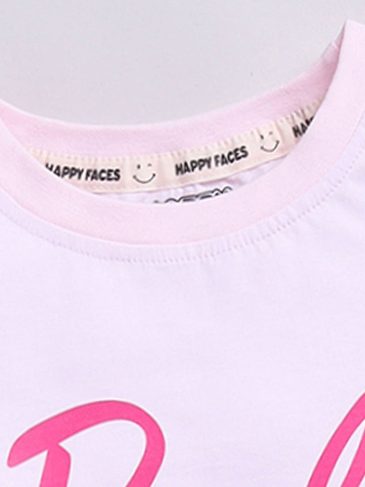 Happy Faces Girls Barbie Printed Pure Cotton Longline T-shirt