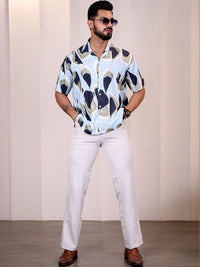 Eszett Men Abstract Printed Cuban Collar Casual Shirt
