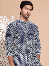 Jompers Men Geometric Embroidered Sequinned Kurta