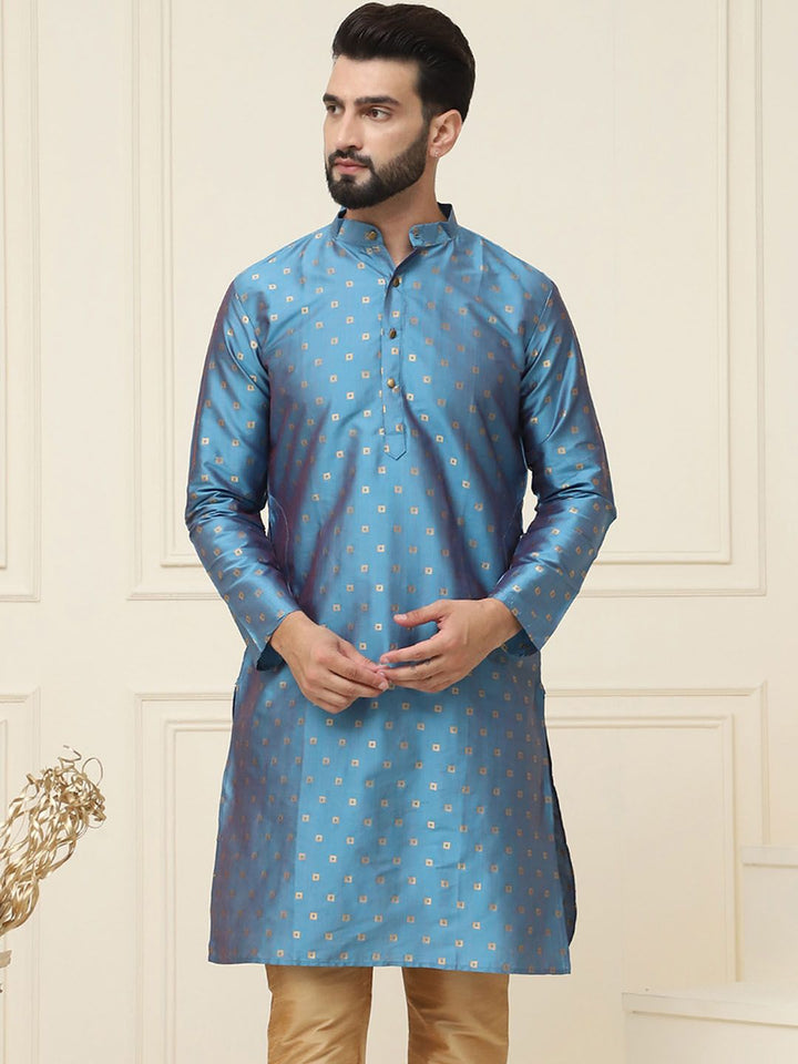 SOJANYA Kurta Lurus Kolar Jalur Bercetak Geometrik