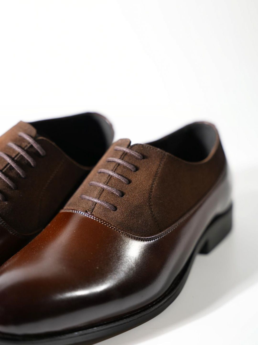 Monkstory Glossy-Suede Oxford Hybrid Lace-Ups - Brown